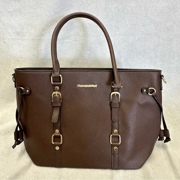 Montana West brown coated leather‎ large tote bag gold hardware - Picture 16 of 16